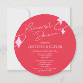 Roze Sinaasappel Disco Ball Bruiloft repetitie Din Kaart (Voorkant)