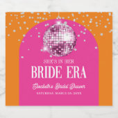 Roze Sinaasappel Disco Bride Era Vrijgezellenfeest Sparkling Wijnetiket (Enkel label)