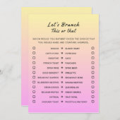 Roze Sinaasappel dit of dat brunch party spel Kaart (Voorkant / Achterkant)