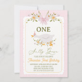 Roze Sinaasappel Een Gekke Gans 1e Verjaardag Kaart (Voorkant)