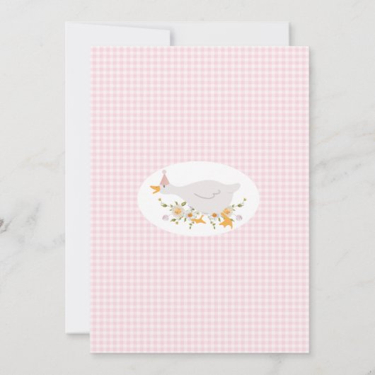  Roze Sinaasappel Een Gekke Gans 1e Verjaardag Kaart (Achterkant)