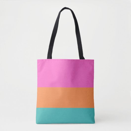 Roze, Sinaasappel en blauw brede strepen Modern mi Tote Bag (Voorkant)