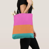 Roze, Sinaasappel en blauw brede strepen Modern mi Tote Bag (Dichtbij)