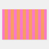 Roze, Sinaasappel en Blauwe Geometrische Strepen Inpakpapier Vel (Voorkant 2)