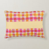 Roze sinaasappel en crème gingham accentkussen accent kussen (Voorkant)