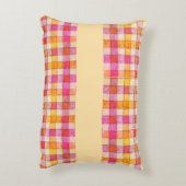 Roze sinaasappel en crème gingham accentkussen accent kussen (Achterkant (Verticaal))