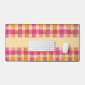 Roze sinaasappel en crème gingham bureau mat (Keyboard & Muis)
