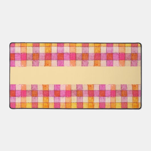 Roze sinaasappel en crème gingham bureau mat (Voorkant)