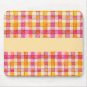 Roze sinaasappel en crème gingham muismat (Voorkant)