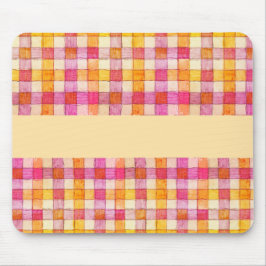 Roze sinaasappel en crème gingham muismat