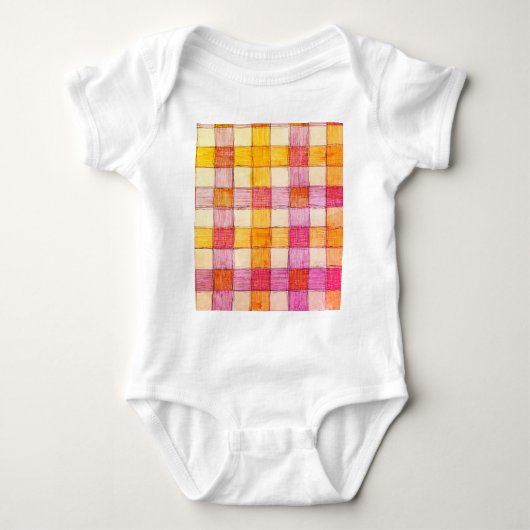 Roze, sinaasappel en crème gingham romper (Voorkant)