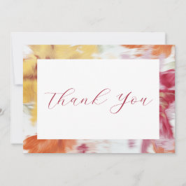 Roze, Sinaasappel en geel Abstract Bloemen Note Ca Bedankkaart