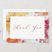 Roze, Sinaasappel en geel Abstract Bloemen Note Ca Bedankkaart (Voorkant / Achterkant)