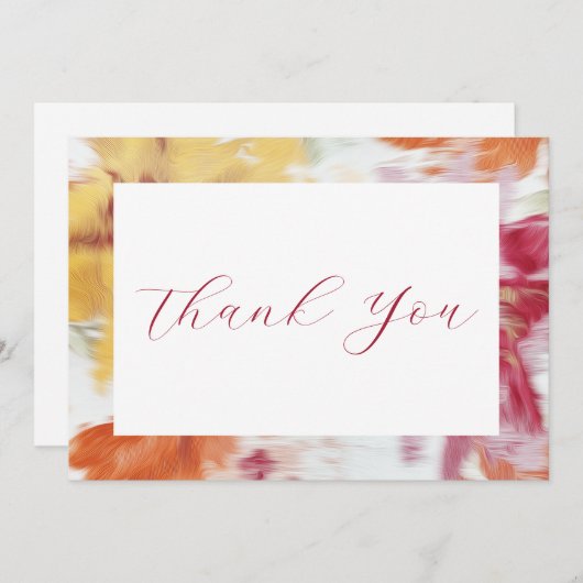 Roze, Sinaasappel en geel Abstract Bloemen Note Ca Bedankkaart (Voorkant / Achterkant)
