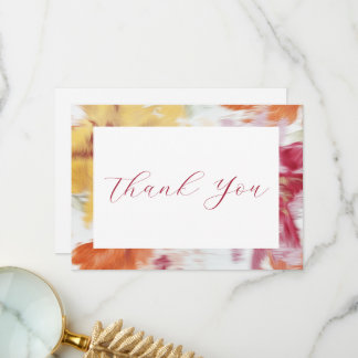 Roze, Sinaasappel en geel Abstract Bloemen Note Ca Bedankkaart