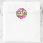 Roze Sinaasappel en goudmakreel Ronde Sticker (Tas)