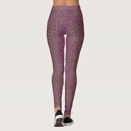 Roze, Sinaasappel, en Grijs Modern Mozaïek Dierenp Leggings (Achterkant)