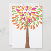 Roze Sinaasappel en Groen Modern Flower Wedding Kaart (Achterkant)