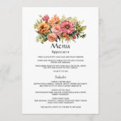 Roze, Sinaasappel en groene bloemenbruiloft Menu (Voorkant)