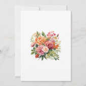 Roze, Sinaasappel en groene bloemenbruiloft Save The Date (Achterkant)