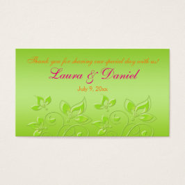 Roze, Sinaasappel en limoen groen Floral Favor Tag Visitekaartje