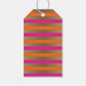 Roze, Sinaasappel & Faux Metallic Stripes Dank u Cadeaulabel (Achterkant)