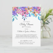 Roze Sinaasappel Floral Waterverf Baby shower per  Kaart (Staand voorkant)