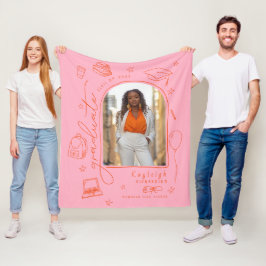 Roze Sinaasappel Foto Afstuderen Fleece Deken
