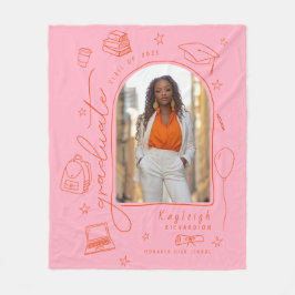 Roze Sinaasappel Foto Afstuderen Fleece Deken