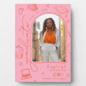 Roze Sinaasappel Foto Afstuderen Keepsake Fotoplaat (voorkant)