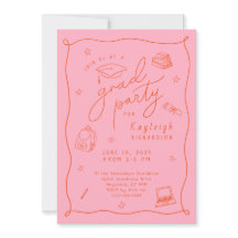 Roze Sinaasappel Foto Hand getrokken Afstudeerder 