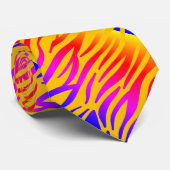 Roze Sinaasappel Geel Abstract Zebra Stripe Patter Stropdas (Opgerold)