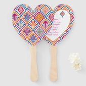 Roze Sinaasappel Geel Blauwgroen Decoratief Trouwp Handwaaier (Voorkant en achterkant)