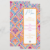 Roze Sinaasappel Geel Blauwgroen Decoratieve Fan W Menu (Voorkant / Achterkant)