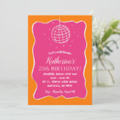 Roze Sinaasappel Geïllustreerde Discobal Volwassen Kaart (Staand voorkant)