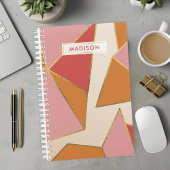 Roze Sinaasappel Geometrisch Goud Glitter Geperson Planner