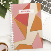 Roze Sinaasappel Geometrisch Goud Glitter Geperson Planner