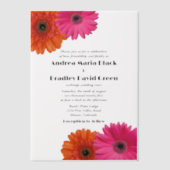 Roze Sinaasappel Gerbera Gerber Daisy Wedding Vellum Uitnodigingen (Voorkant)