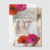 Roze Sinaasappel Gerbera Gerber Daisy Wedding Vellum Uitnodigingen (Offset (Koppel))