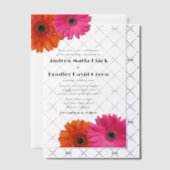 Roze Sinaasappel Gerbera Gerber Daisy Wedding Vellum Uitnodigingen (Offset (Uitnodiging))