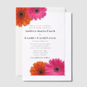 Roze Sinaasappel Gerbera Gerber Daisy Wedding Vellum Uitnodigingen (Offset)