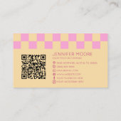 Roze Sinaasappel geruit Custom Company Logo QR Cod Visitekaartje (Achterkant)