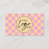 Roze Sinaasappel geruit Custom Company Logo QR Cod Visitekaartje (Voorkant)