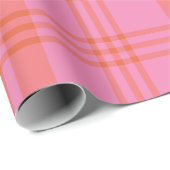 Roze Sinaasappel geruit Plaid Gingham Cadeaupapier (Rol Hoek)