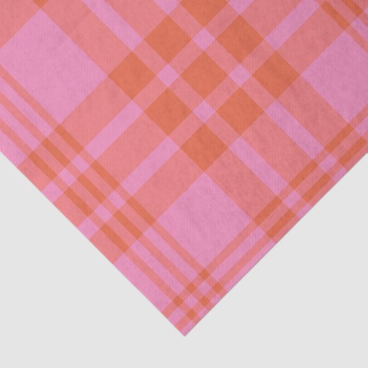 Roze Sinaasappel geruit Plaid Gingham Tissuepapier (Detail)