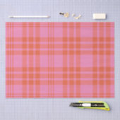 Roze Sinaasappel geruit Plaid Gingham Tissuepapier (Craft)