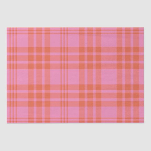 Roze Sinaasappel geruit Plaid Gingham Tissuepapier (Voorkant)