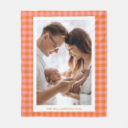 roze Sinaasappel geruite Schattigee plezier verti Fleece Deken (Voorkant)