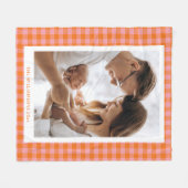 roze Sinaasappel geruite Schattigee plezier verti Fleece Deken (Voorkant (Horizontaal))