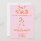 Roze Sinaasappel getekend 30e grillige foto verjaa Kaart (Voorkant)